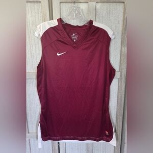 Nike Wome's Dri Fit Athletic Jersey Top Size L Maroon/White